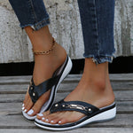 Women's Comfort Wedge Flip Flop Sandals – Cushioned Toe Post Summer Sandals
