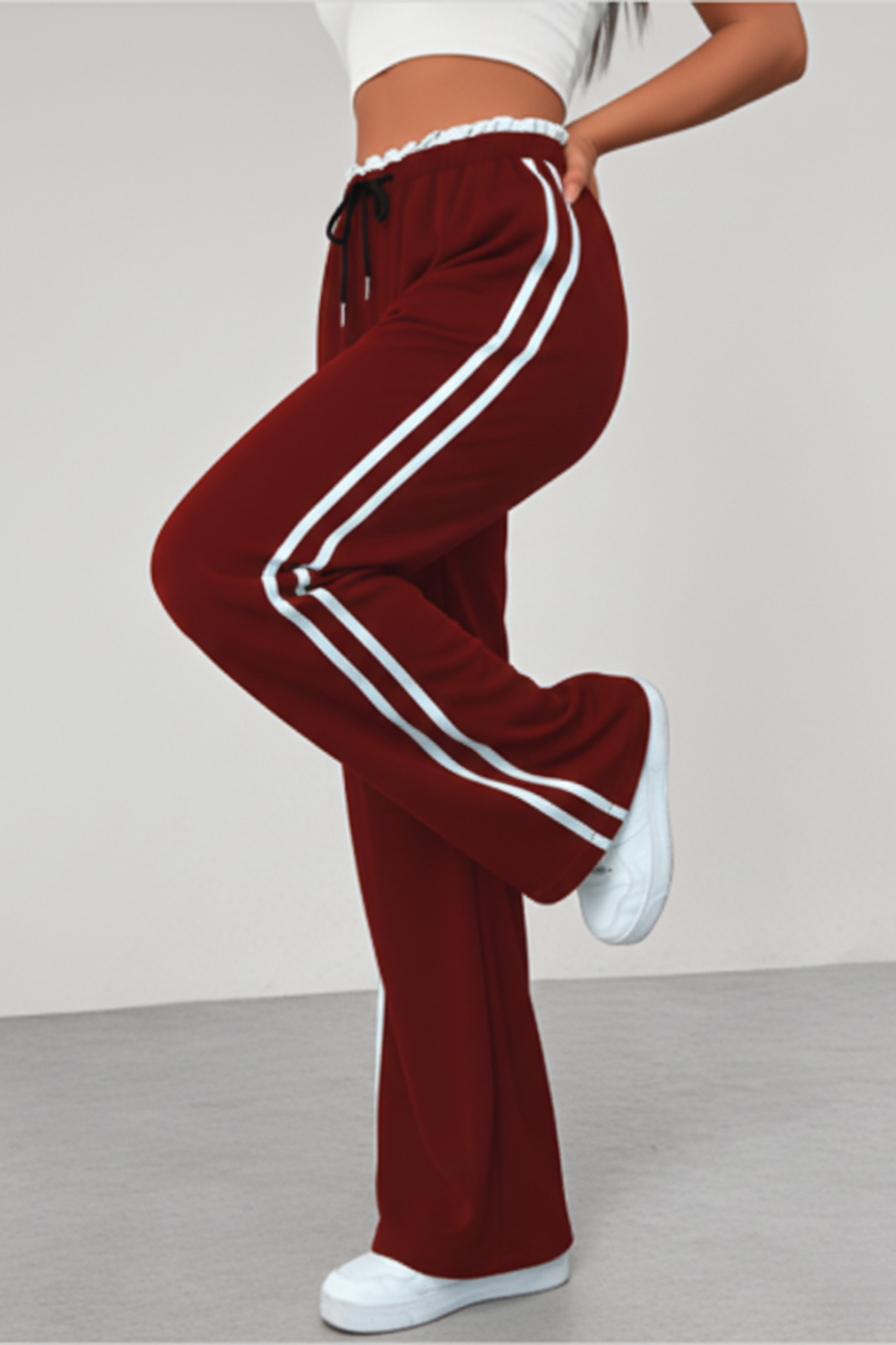 Women's Wide Leg Drawstring Pants with Side Stripe – Relaxed Casual & Travel Pants