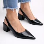 Women's Slingback Pumps with Pointed Toe & Low Block Heel – Work & Evening Shoes