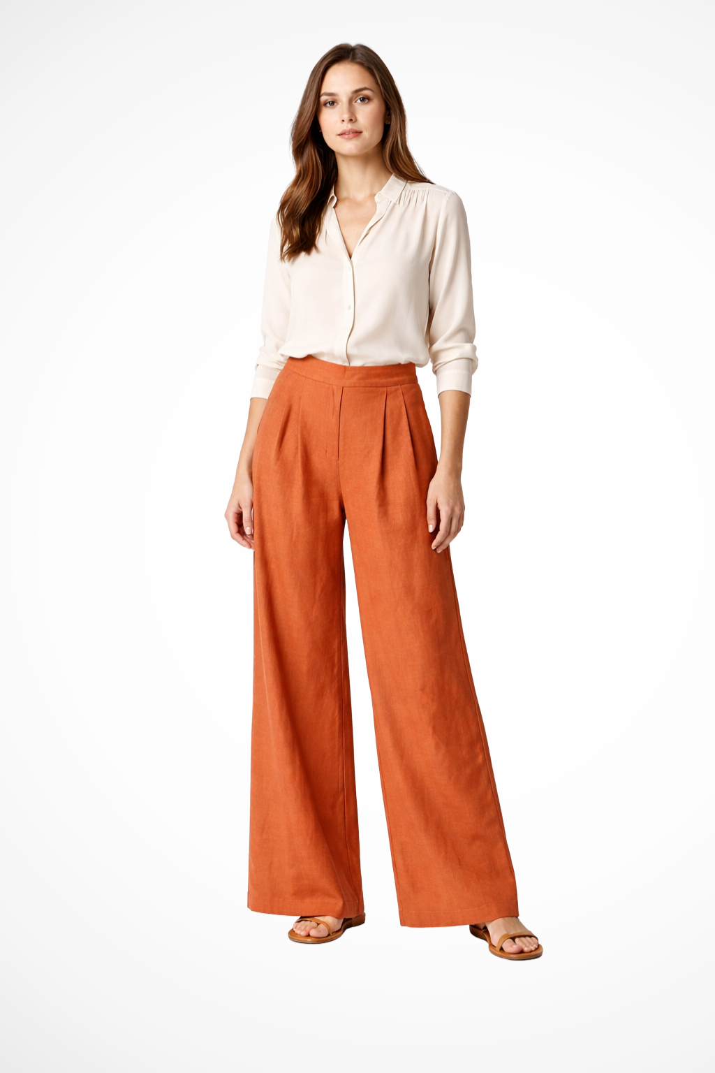 Women's Pleated Cropped Wide Leg Pants – High Waist Tailored Summer Pants
