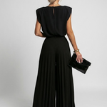Women's Elegant Pleated Jumpsuit – Dressy One-Piece for Weddings, Evening Events & Parties