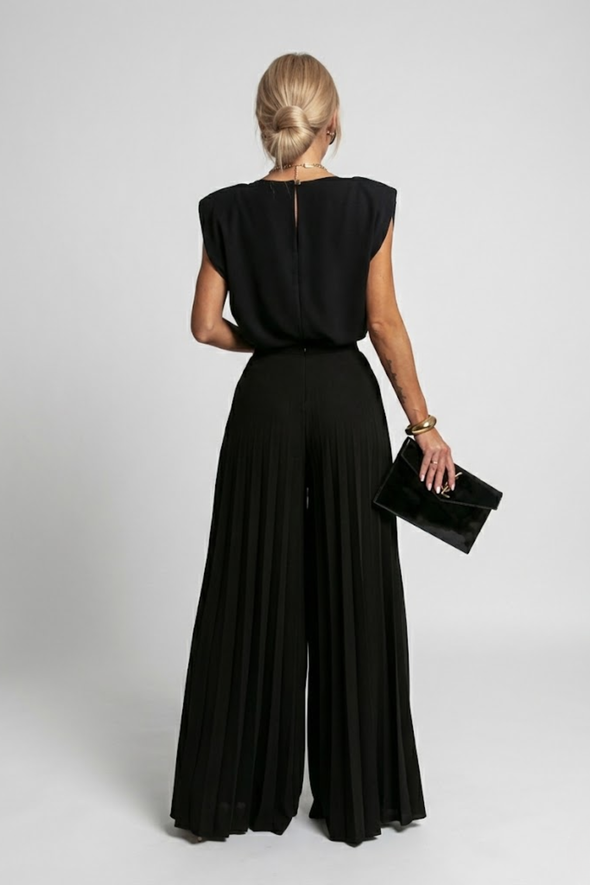 Women's Elegant Pleated Jumpsuit – Dressy One-Piece for Weddings, Evening Events & Parties
