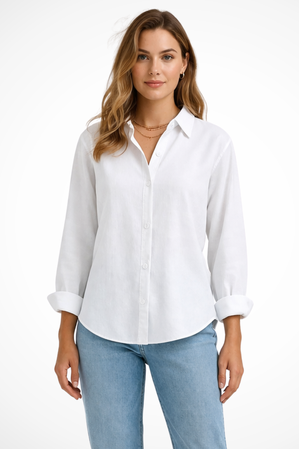 Women's Relaxed Fit Long Sleeve Button Down Shirt – Classic Collared Shirt for Work & Weekend