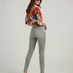 Women's Floral Print Button-Up Blouse – Long Sleeve Relaxed Shirt with Roll-Tab Sleeves