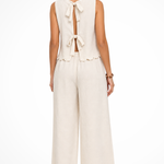 Women's Textured Scallop Hem Tie Back Top and Wide Leg Pants Set – Sleeveless Co-ord