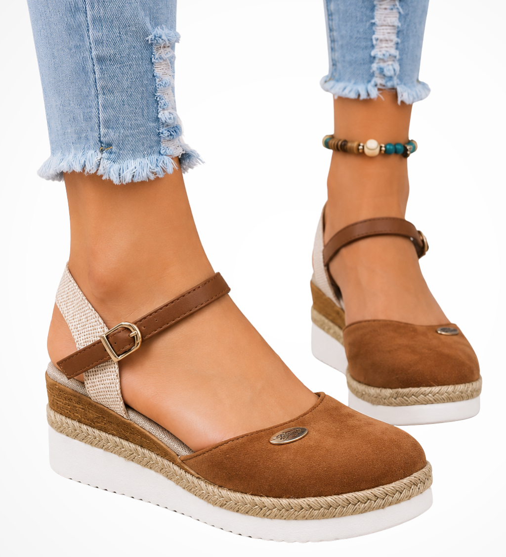 Women's Closed-Toe Espadrille Wedges with Ankle Strap – Buckle Wedge Sandals for Summer