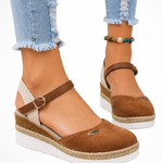 Women's Closed-Toe Espadrille Wedges with Ankle Strap – Buckle Wedge Sandals for Summer