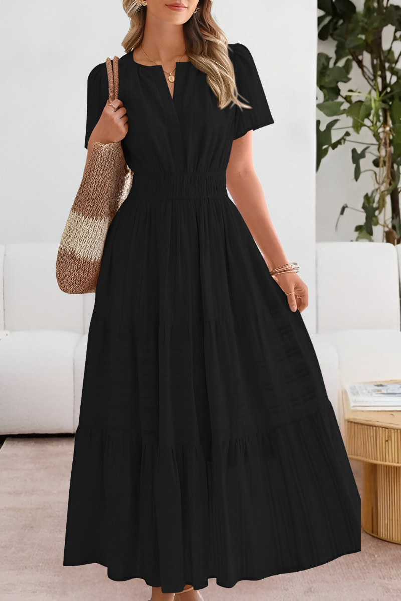 Women's Tiered Flutter Sleeve Maxi Dress – Flowing Summer Evening & Occasion Dress