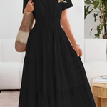 Women's Tiered Flutter Sleeve Maxi Dress – Flowing Summer Evening & Occasion Dress