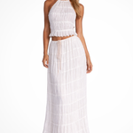 Women's Ruched Halter Crop Top and Maxi Skirt Set – Two-Piece Summer Co-Ord Outfit