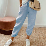 Women's Breathable Drawstring Pants with Slant Pockets – Tapered Leg Comfort Everyday Pants