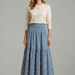 Women's Floral Skirt with Elastic Waistband – Lightweight Flowing Pull-On Summer Skirt