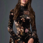 Women's Black Floral Lace Trim Cocktail Dress – Elegant Evening and Party Dress