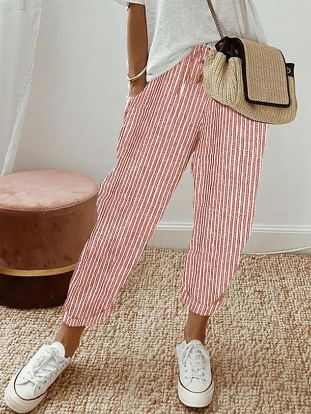 Women's Breathable Drawstring Pants with Slant Pockets – Tapered Leg Comfort Everyday Pants