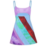 Women's Patchwork Cut-Out Mini Dress – Statement Party Dress for Evenings Out & Celebrations