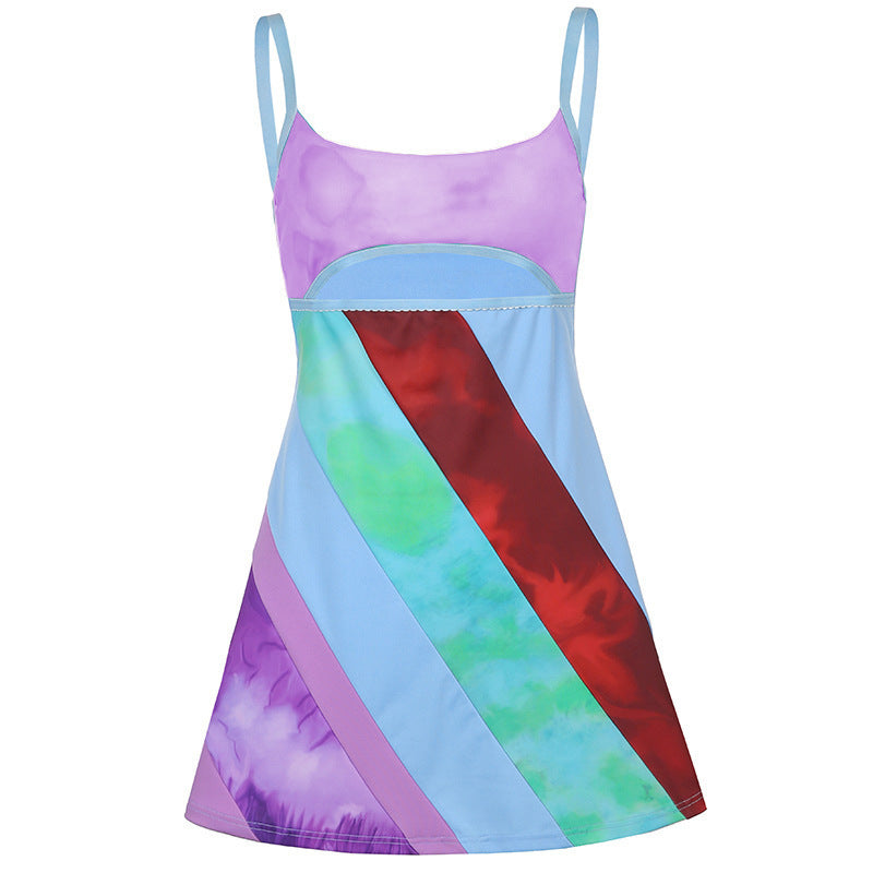 Women's Patchwork Cut-Out Mini Dress – Statement Party Dress for Evenings Out & Celebrations