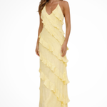 Women's Halter Neck Tiered Ruffle Maxi Dress – Flowing Summer Beach & Holiday Dress