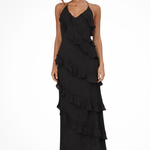 Women's Halter Neck Tiered Ruffle Maxi Dress – Flowing Summer Beach & Holiday Dress