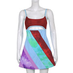 Women's Patchwork Cut-Out Mini Dress – Statement Party Dress for Evenings Out & Celebrations