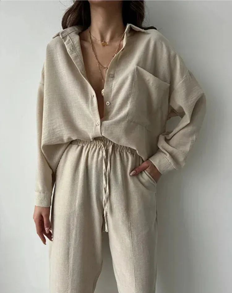 Women's Blouse & Wide Leg Pants Set – Lightweight Two-Piece Summer Co-ord