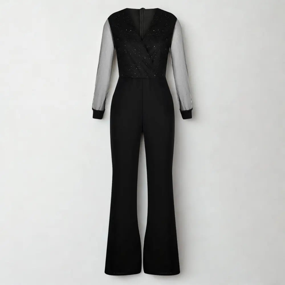 Women's Glitter Bodice Sleeveless Jumpsuit with Straight Legs – Elegant Party Jumpsuit