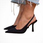 Women's Pointed Toe Slingback Heels – Suede-Finish Court Shoes for Work and Events
