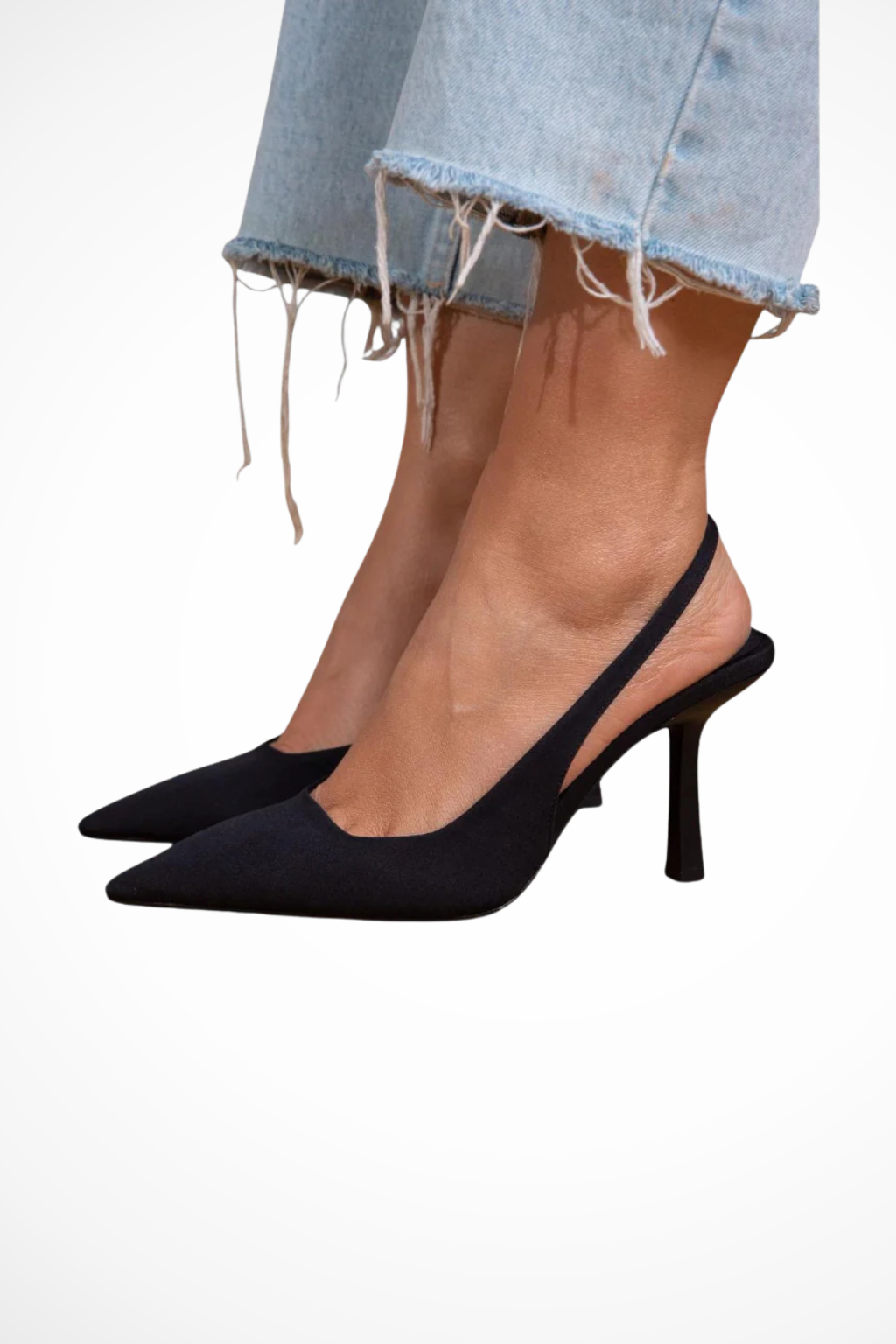 Women's Pointed Toe Slingback Heels – Suede-Finish Court Shoes for Work and Events