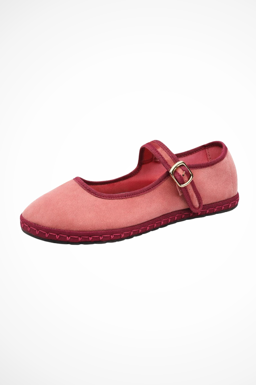 Women's Round Toe Mary Jane Ballet Flats with Buckle Strap – Suede-Look Everyday Flats