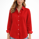 Women's Relaxed Fit Long Sleeve Button Down Shirt – Classic Collared Shirt for Work & Weekend