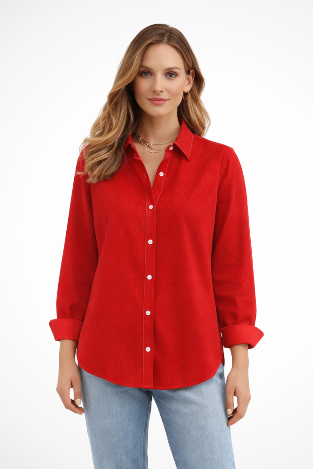 Women's Relaxed Fit Long Sleeve Button Down Shirt – Classic Collared Shirt for Work & Weekend