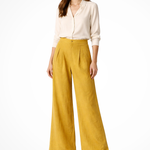 Women's Pleated Cropped Wide Leg Pants – High Waist Tailored Summer Pants