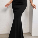 Women's High Waisted Ruched Mermaid Maxi Skirt – Fitted Occasion Skirt for Events