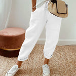 Women's Breathable Drawstring Pants with Slant Pockets – Tapered Leg Comfort Everyday Pants