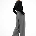 Women's Pleated Wide Leg Work Pants – High Waist Tailored Pants with Belt