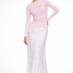 Women's Floral Satin Bias-Cut Maxi Skirt – Flowing Summer Skirt for Weddings & Garden Parties