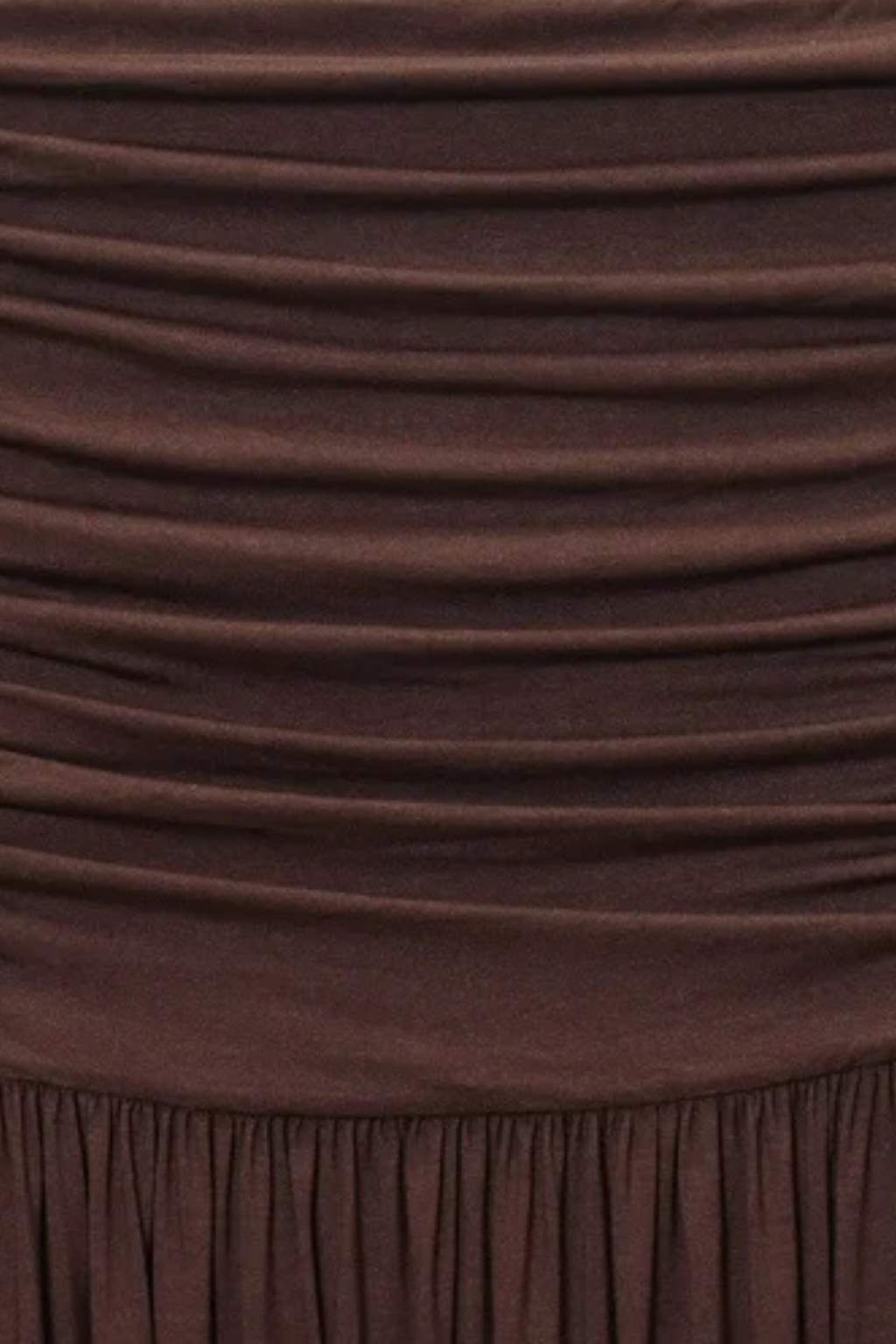 Women's Strapless Pleated Maxi Dress with Ruched Bodice – Brown Summer Occasion Dress