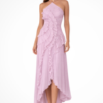 Women's Halter Neck Backless Ruffle Maxi Dress – Sleeveless Wedding Guest & Summer Event Dress