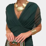 Women's Off-Shoulder Pleated Midi Dress – Fitted Bodice Summer Occasion Dress
