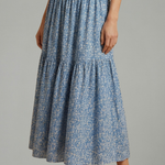 Women's Floral Skirt with Elastic Waistband – Lightweight Flowing Pull-On Summer Skirt