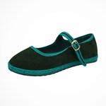Women's Round Toe Mary Jane Ballet Flats with Buckle Strap – Suede-Look Everyday Flats