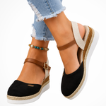 Women's Closed-Toe Espadrille Wedges with Ankle Strap – Buckle Wedge Sandals for Summer