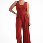 Women's Sleeveless Round Neck Wide Leg Jumpsuit with Pockets – Relaxed Summer Jumpsuit