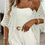 Women's Short Sleeve Crochet Cardigan – Open-Front Cropped Summer Cover-Up