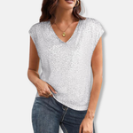 Women's Sequin V-Neck Top – Sparkly Party Top for Christmas and Evenings Out