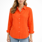 Women's Relaxed Fit Long Sleeve Button Down Shirt – Classic Collared Shirt for Work & Weekend