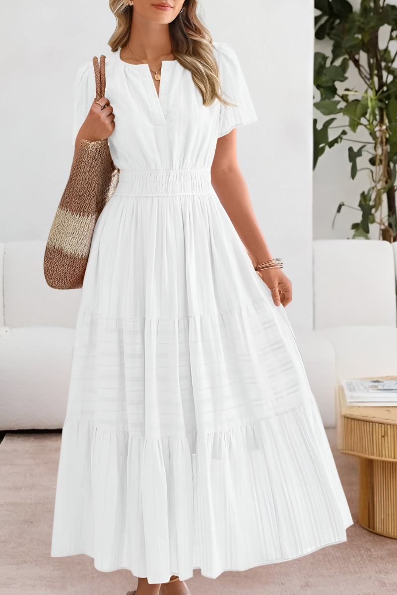 Women's Tiered Flutter Sleeve Maxi Dress – Flowing Summer Evening & Occasion Dress