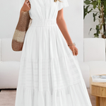 Women's Tiered Flutter Sleeve Maxi Dress – Flowing Summer Evening & Occasion Dress