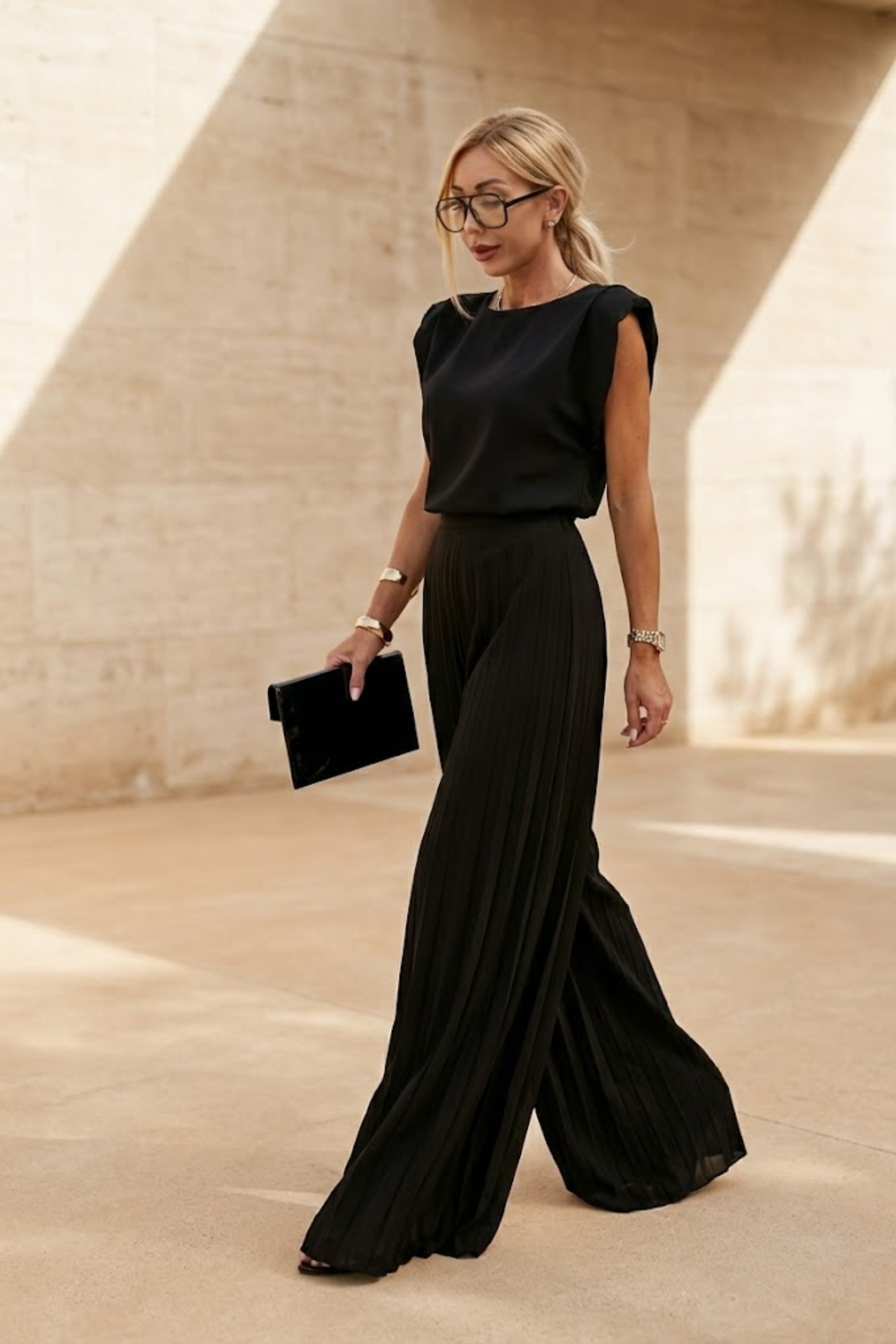 Women's Elegant Pleated Jumpsuit – Dressy One-Piece for Weddings, Evening Events & Parties