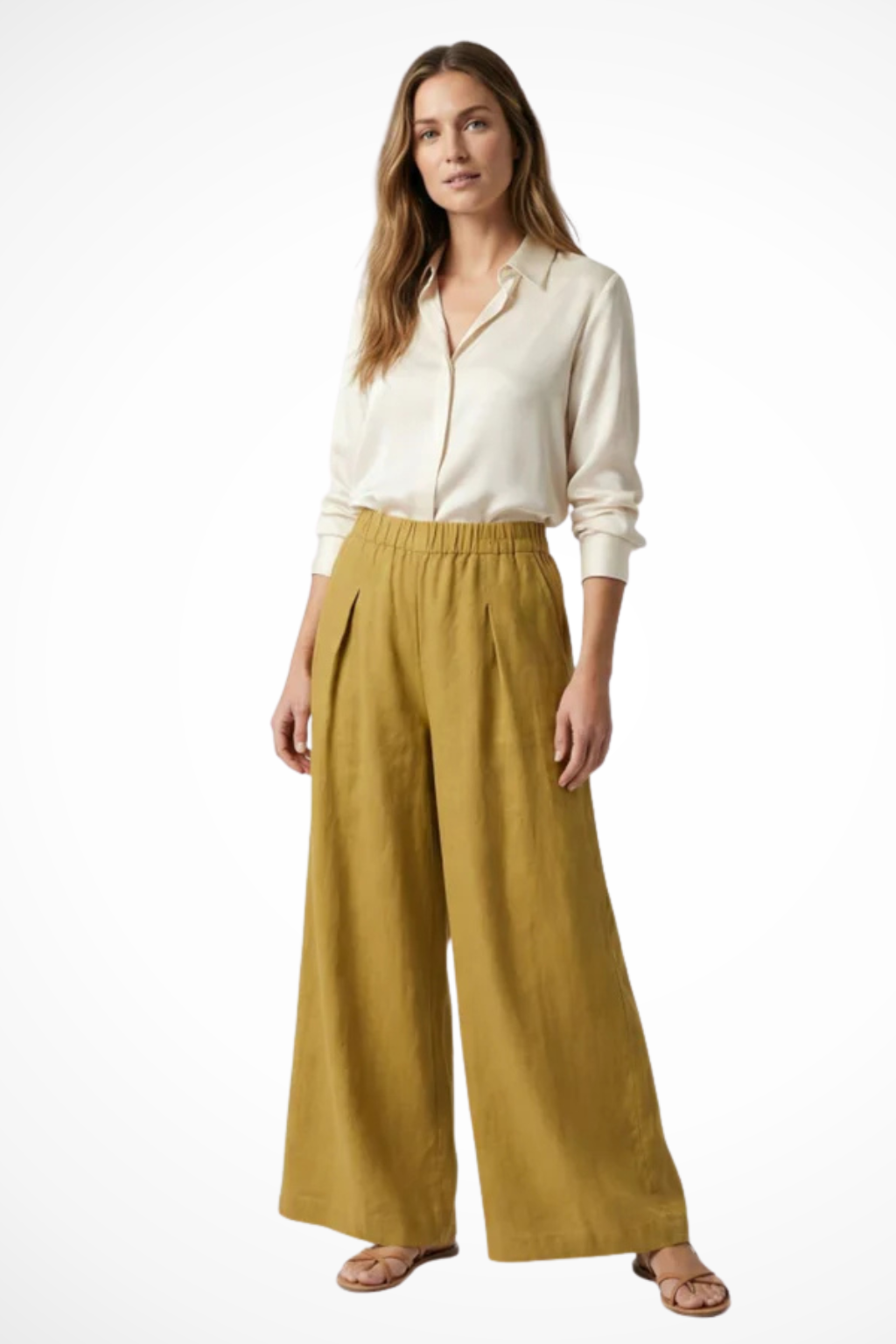 Women's Pleated Cropped Wide Leg Pants – High Waist Tailored Summer Pants
