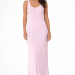 Women's Sleeveless Knit Maxi Dress – Deep V-Neck Fitted Summer Occasion Dress
